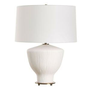 Maisie  Table Lamp in Satin White Accented With Brass Plated by Uttermost