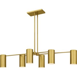 Foreland  Linear Chandelier in Brushed Gold by Quoizel