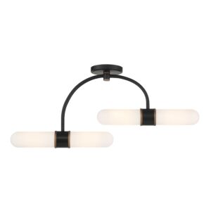 Capsule LED Semi Flush Mount in Matte Black Textured Gold by Crystorama