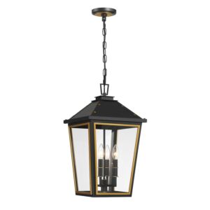 Hawkins  Outdoor Pendant in Matte Black Textured Gold by Crystorama