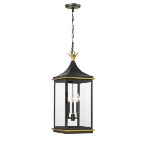 Simpson  Outdoor Pendant in Matte Black Textured Gold by Crystorama