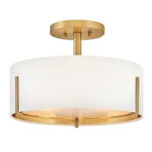 Halle LED Semi-Flush Mount in Lacquered Brass by Hinkley