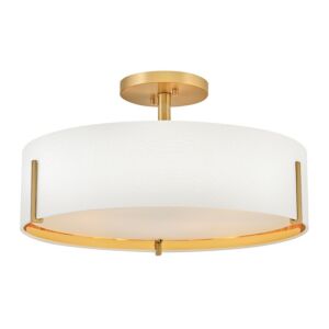 Halle LED Semi-Flush Mount in Lacquered Brass by Hinkley