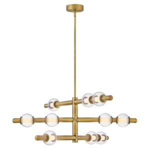 Saxon LED Chandelier in Lacquered Brass by Hinkley