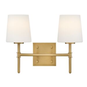 Saunders LED Bathroom Vanity Light in Lacquered Brass by Hinkley