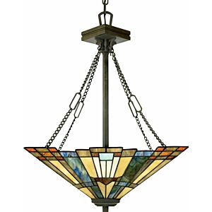 Inglenook Three Light Pendant in Valiant Bronze by Quoizel