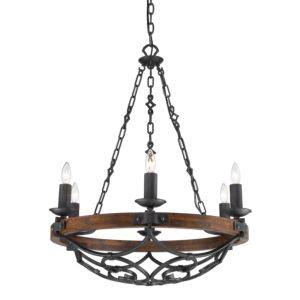 Golden Madera 6 Light Chandelier in Black Iron