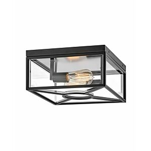 Hinkley Brixton 2-Light Flush Mount Outdoor Ceiling Light In Black