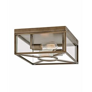 Hinkley Brixton 2-Light Flush Mount Outdoor Ceiling Light In Burnished Bronze