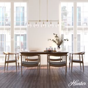 Hunter Xidane 5-Light Linear Chandelier in Alturas Gold