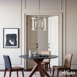 Hunter Astwood 4-Light Chandelier in Polished Nickel