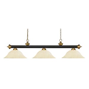 Z-Lite Riviera 3-Light Linear Pendant Light In Bronze With Satin Gold