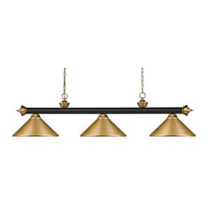 Z-Lite Riviera 3-Light Linear Pendant Light In Bronze With Satin Gold