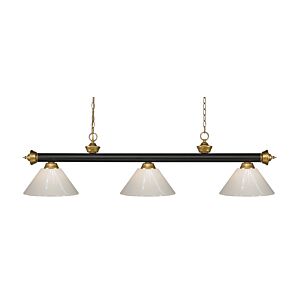 Z-Lite Riviera 3-Light Linear Pendant Light In Bronze With Satin Gold