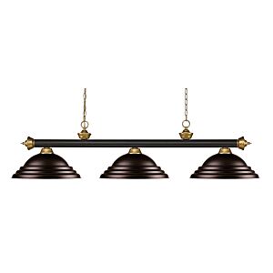 Z-Lite Riviera 3-Light Linear Pendant Light In Bronze With Satin Gold