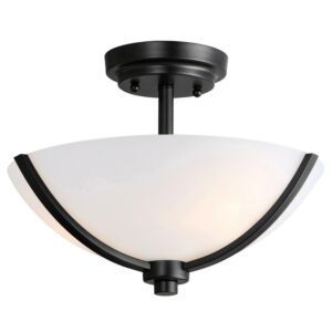 Deven Three Light Semi Flush Mount in Black by Maxim