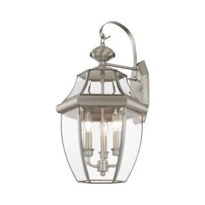 Monterey 3-Light Outdoor Wall Lantern in Brushed Nickel