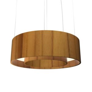 Cylindrical LED Pendant in Teak