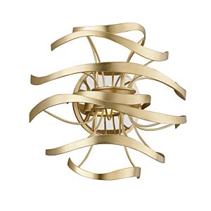 Calligraphy LED Wall Sconce in Gold Leaf W Polished Stainless by Corbett Lighting