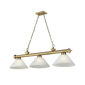 Z-Lite Cordon 3-Light Linear Pendant Light In Rubbed Brass