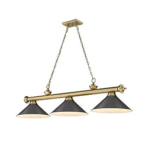 Z-Lite Cordon 3-Light Linear Pendant Light In Rubbed Brass