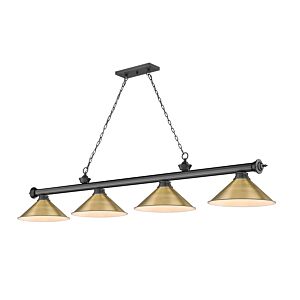 Z-Lite Cordon 4-Light Linear Pendant Light In Bronze Plate