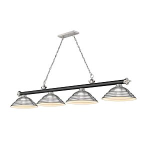 Z-Lite Cordon 4-Light Linear Pendant Light In Matte Black With Brushed Nickel