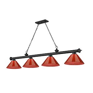 Z-Lite Cordon 4-Light Linear Pendant Light In Matte Black