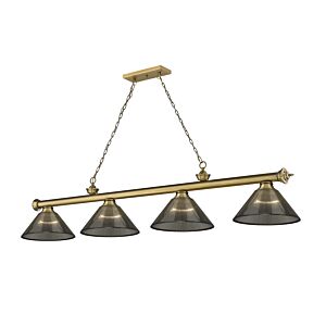 Z-Lite Cordon 4-Light Linear Pendant Light In Rubbed Brass