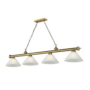 Z-Lite Cordon 4-Light Linear Pendant Light In Rubbed Brass