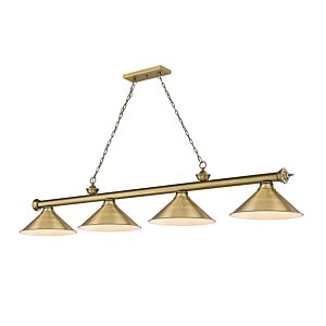 Z-Lite Cordon 4-Light Linear Pendant Light In Rubbed Brass