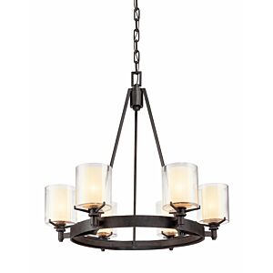 Arcadia Six Light Chandelier in Textured Iron by Troy Lighting