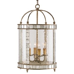 Corsica  Lantern in Harlow Silver Leaf Antique Mirror by Currey and Company