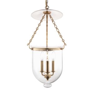 Hampton Three Light Pendant in Aged Brass by Hudson Valley