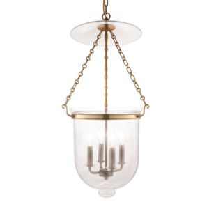 Hampton Four Light Pendant in Aged Brass by Hudson Valley