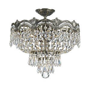 Majestic Three Light Semi Flush Mount in Historic Brass by Crystorama