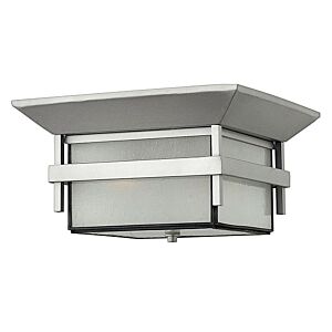 Hinkley Harbor 2-Light Flush Mount Outdoor Ceiling Light In Titanium