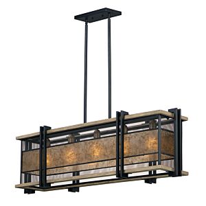 Boundry 5-Light Linear Pendant in Black with Barn Wood 