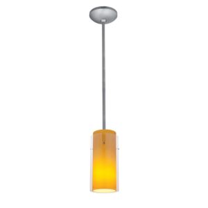 Glass'n Glass Cylinder LED Pendant in Brushed Steel by Access