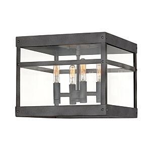 Hinkley Porter 4-Light Flush Mount Outdoor Ceiling Light In Aged Zinc