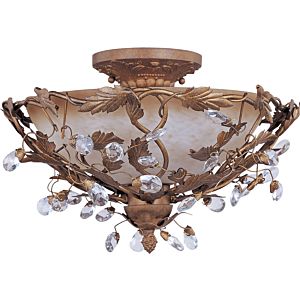 Elegante Three Light Semi Flush Mount in Etruscan Gold by Maxim