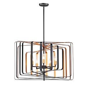  Radial Pendant Light in Black and Gold