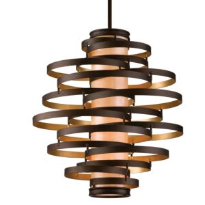 Vertigo 3-Light Chandelier in Bronze and Gold Leaf