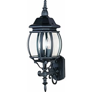 Crown Hill Three Light Outdoor Wall Lantern in Black by Maxim