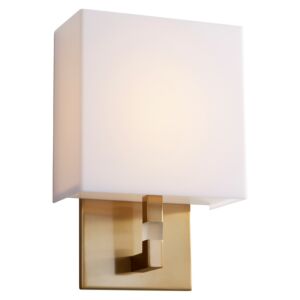 Chameleon LED Wall Sconce in Aged Brass W Matte White Acrylic by Oxygen