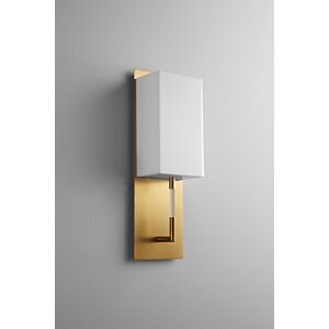 Epoch LED Wall Sconce in Aged Brass W Matte White Acrylic by Oxygen