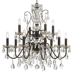 Crystorama Butler 12 Light 29 Inch Chandelier in English Bronze with Swarovski Strass Crystal Crystals