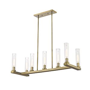 Z-Lite Beau 7-Light Linear Pendant Light In Rubbed Brass