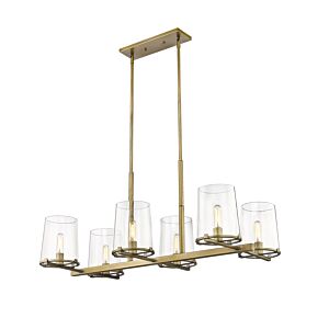 Z-Lite Callista 6-Light Linear Pendant Light In Rubbed Brass