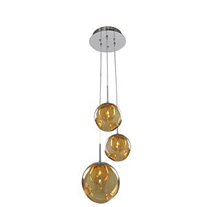 Meteor Three Light Pendant in Chrome by Kalco